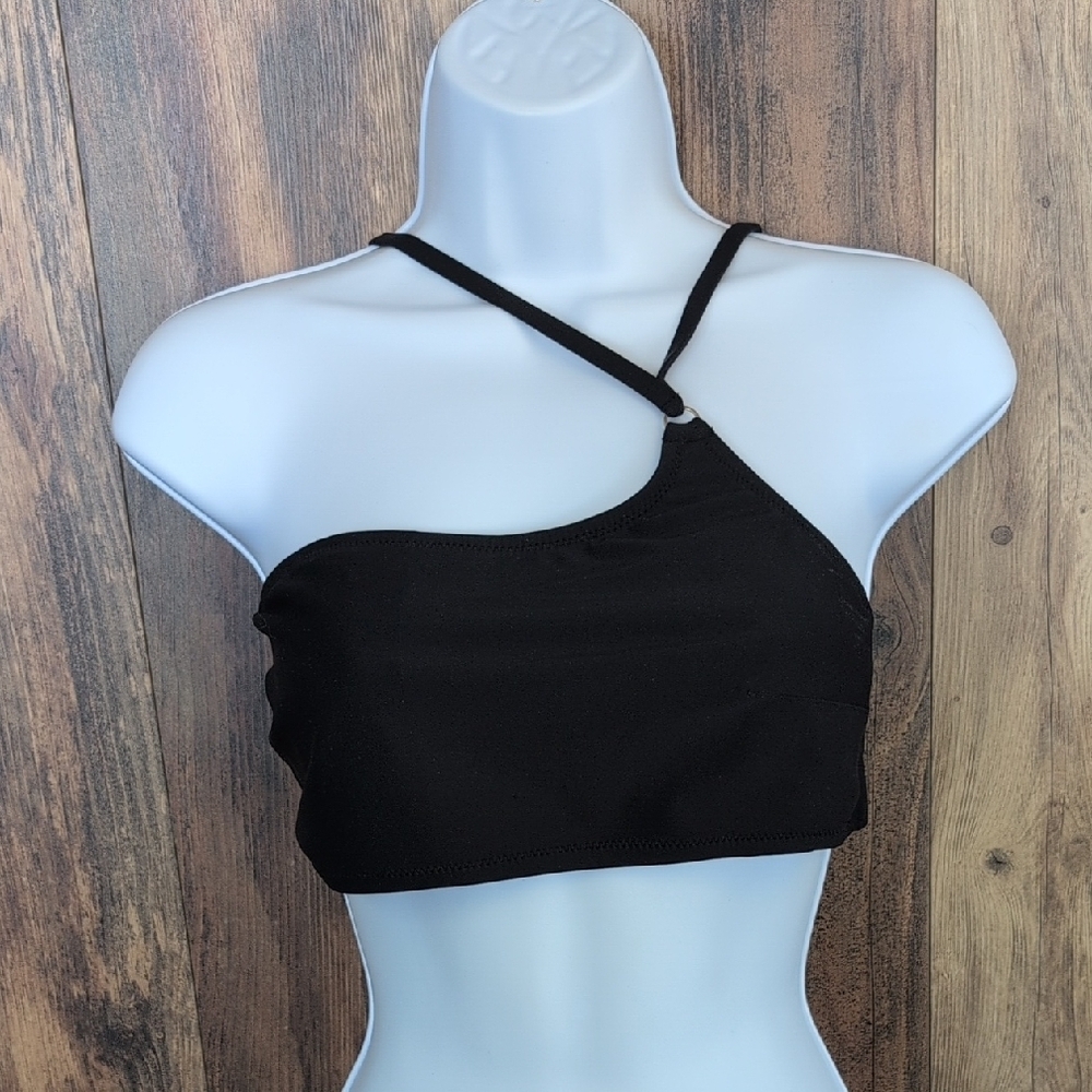 Aerie Black Asymmetrical Women's Bikini Top L     -0407C